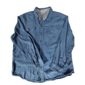 Vintage Woolrich Shirt Mens XL Blue‎ Chamois Flannel Heavyweight Button Cotton